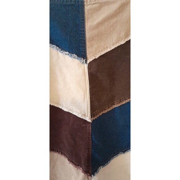 Vintage D Mode Patchwork Midi In Suede And Denim Raw Hem. Size 7. B17 - Picture 2 of 5